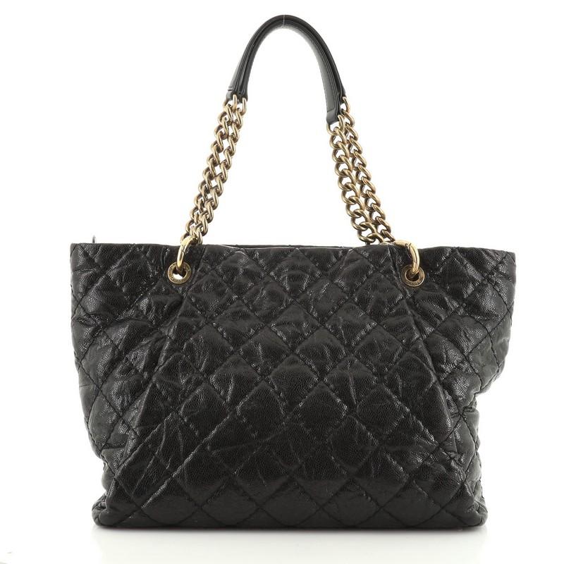 Black Chanel Coco Pleats Tote Quilted Glazed Caviar Large