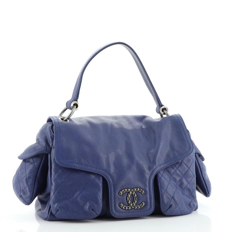 Chanel Coco Rider Flap Satchel Kaviar glasiert (Violett)