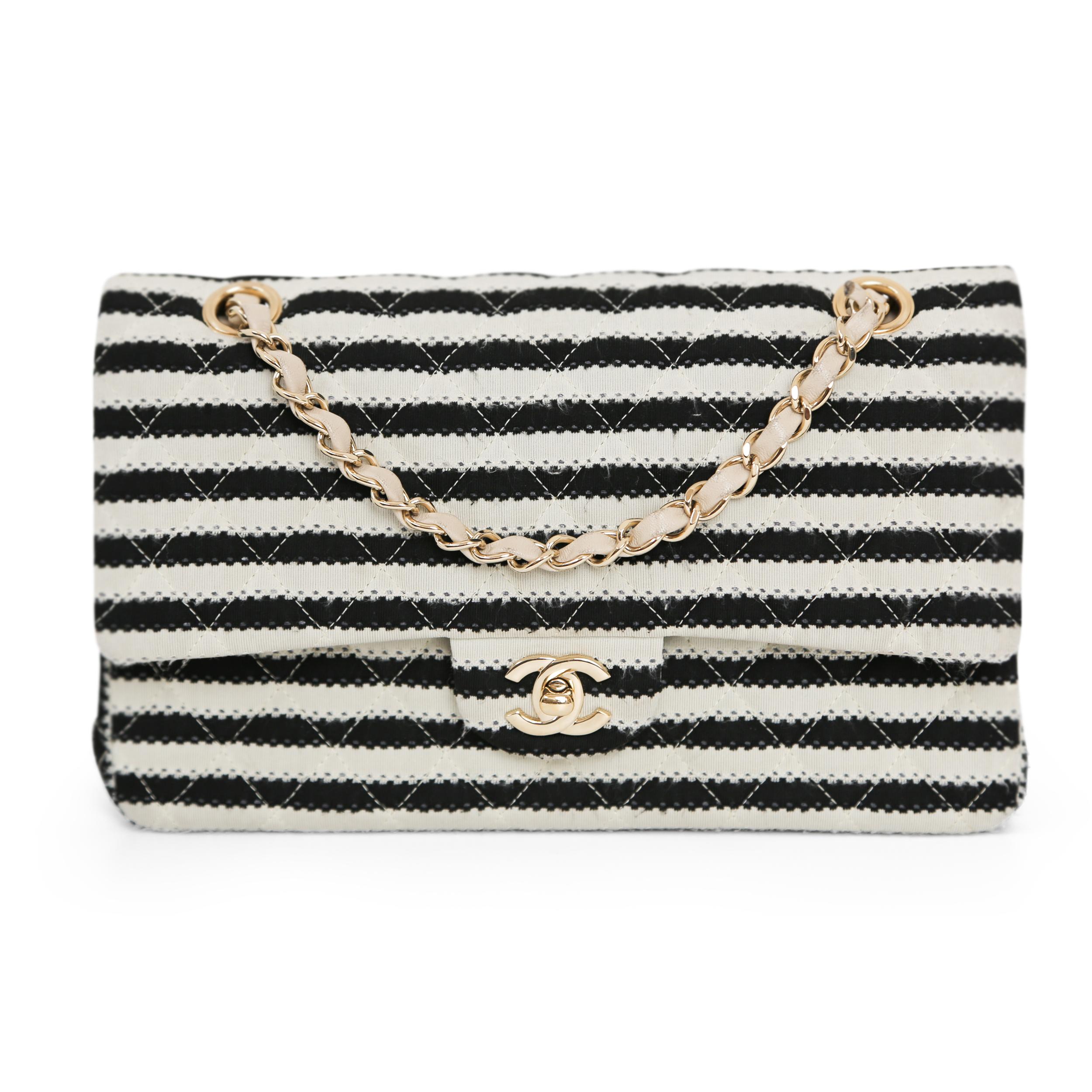 Chanel Coco Sailor Schwarze und cremefarbene Medium Tasche mit doppelter Klappe 2014 im Angebot 3