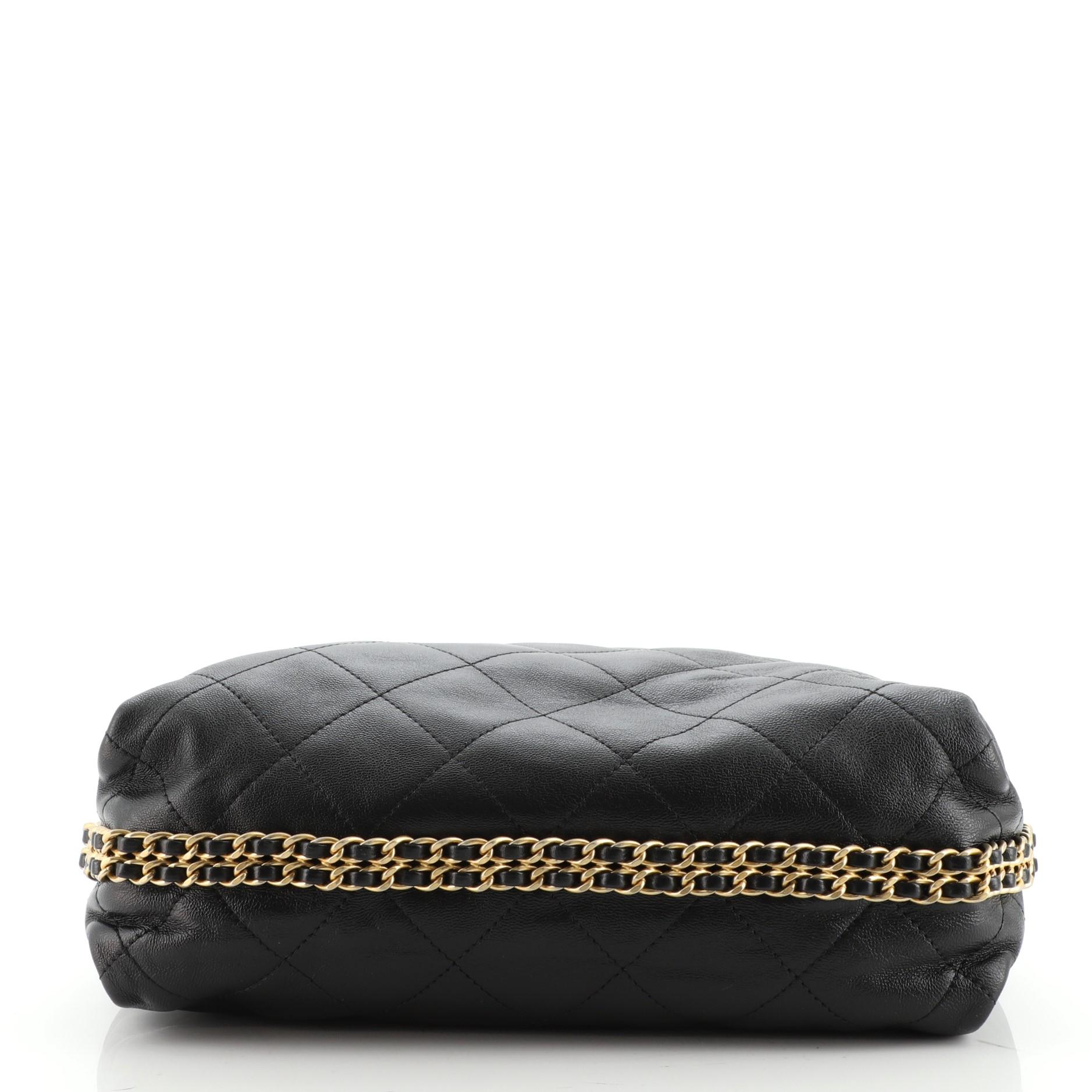 Black Chanel Coco Shelter Bowling Bag Quilted Shiny Lambskin Small