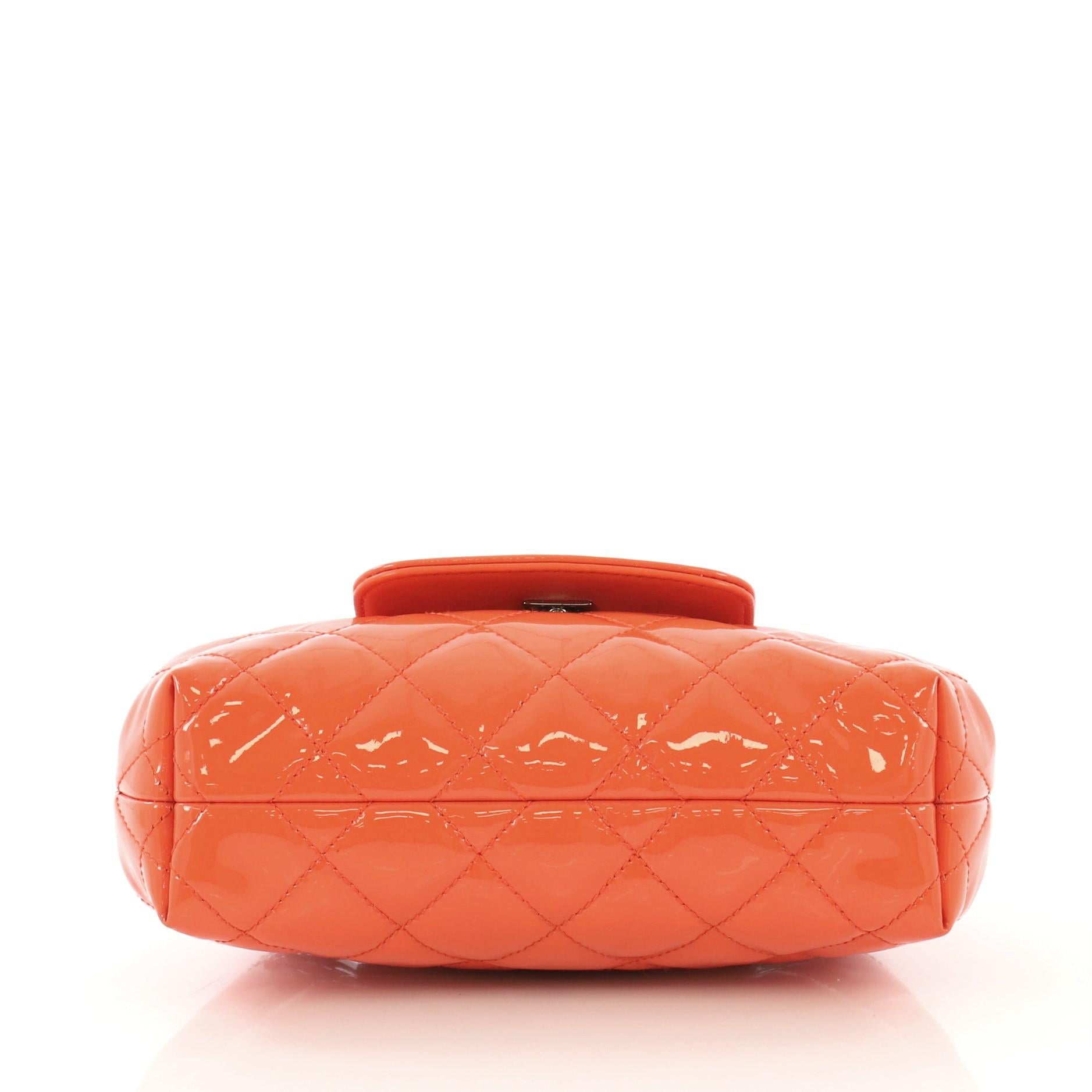 Orange Chanel Coco Shine Accordion Flap Bag Quilted Patent Mini