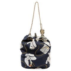 Chanel “Coco Silhouette” Large Navy Blue Canvas Shopping Tote Bag with CC Logo