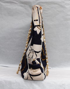 Chanel “Coco Silhouette”s collector shopping bag in navy blue canvas