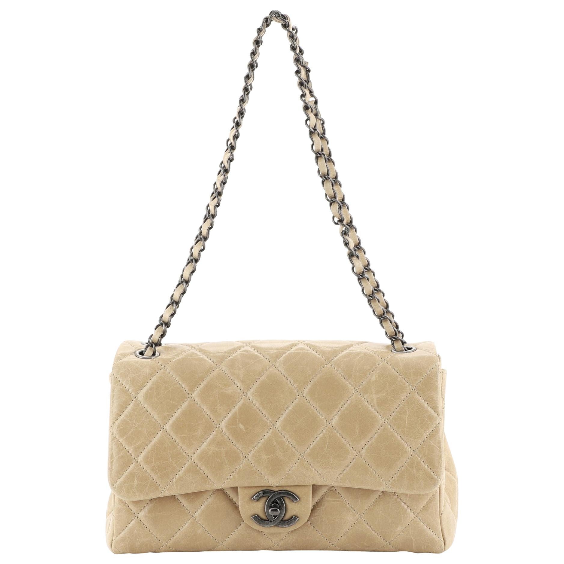 Chanel Coco Soft Flap Bag Quilted Glazed Calfskin Jumbo at 1stDibs