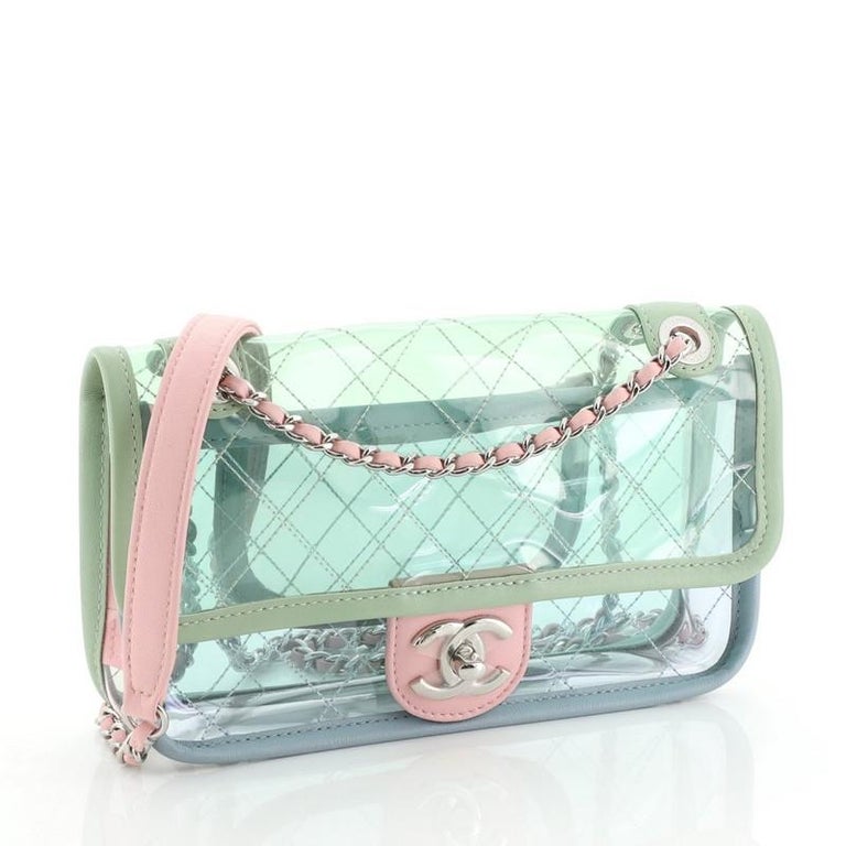 CHANEL Coco Splash PVC Medium Flap Bag Green Blue Pink
