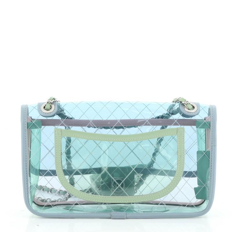 Blue Chanel Coco Splash Flap Bag Quilted PVC With Lambskin Medium