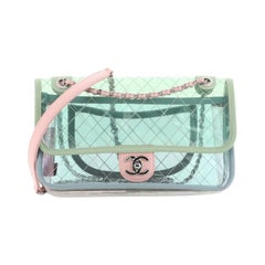 Chanel Coco Splash Flap Bag Quilted PVC With Lambskin Small Blue 1159116