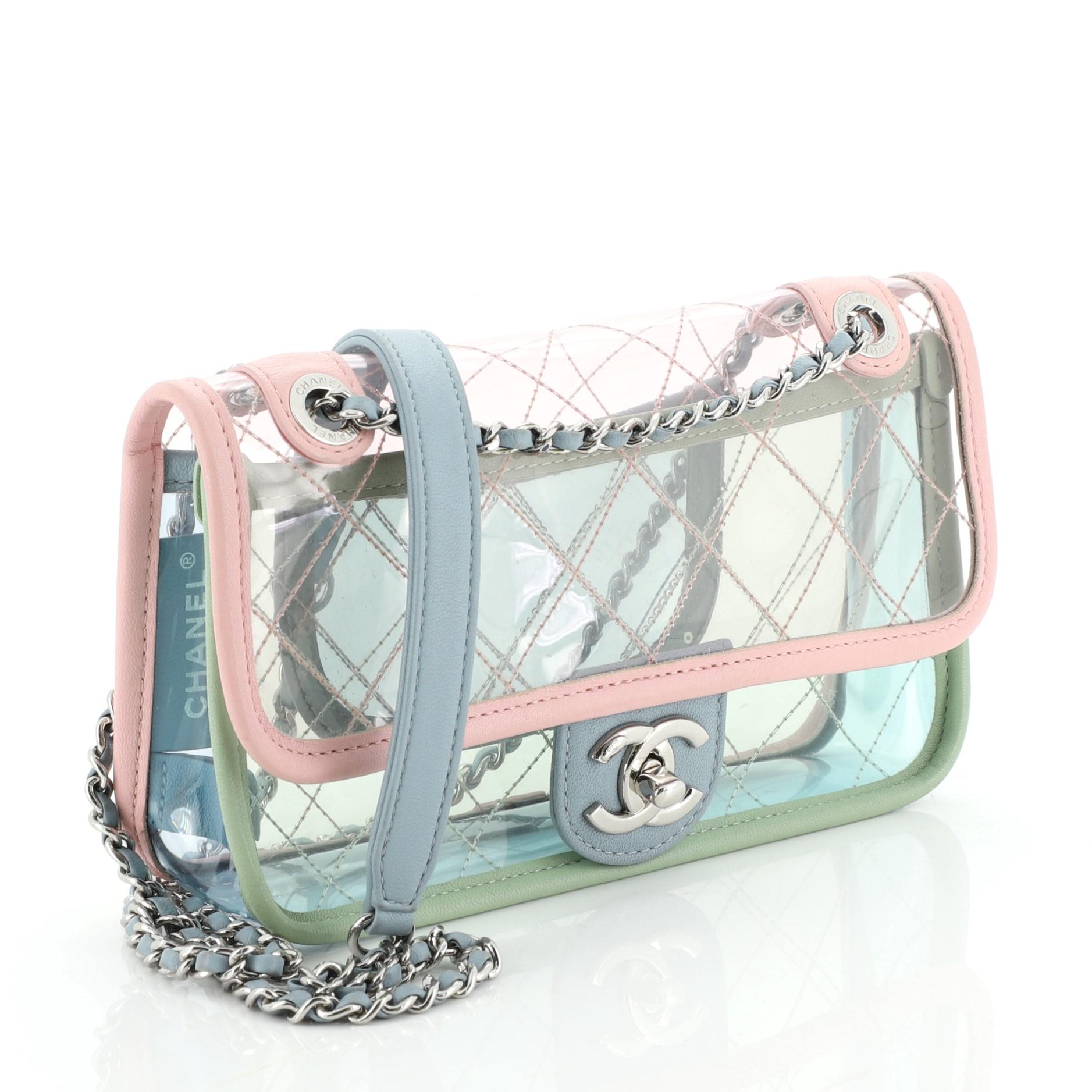 Gray Chanel Coco Splash Flap Bag Quilted PVC With Lambskin Small