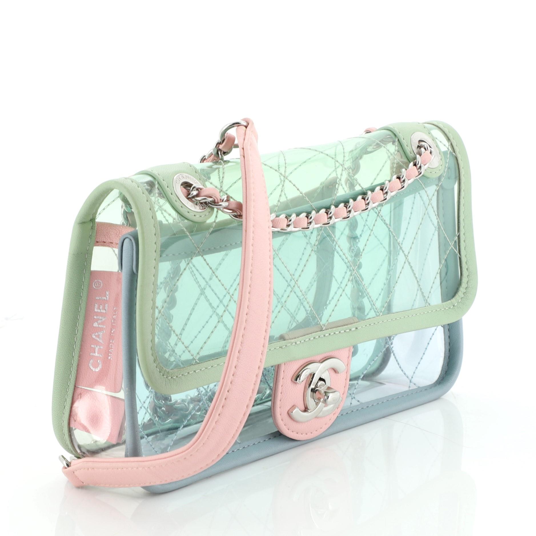 Gray Chanel Coco Splash Flap Bag Quilted PVC With Lambskin Small