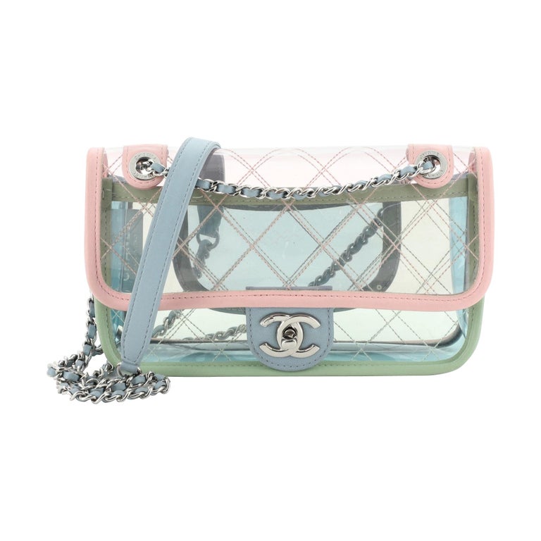 Chanel Flap Bag Transparent PVC/Lambskin Silver-tone Blue/Green/Pink in  PVC/Lambskin with Silver-Tone - US