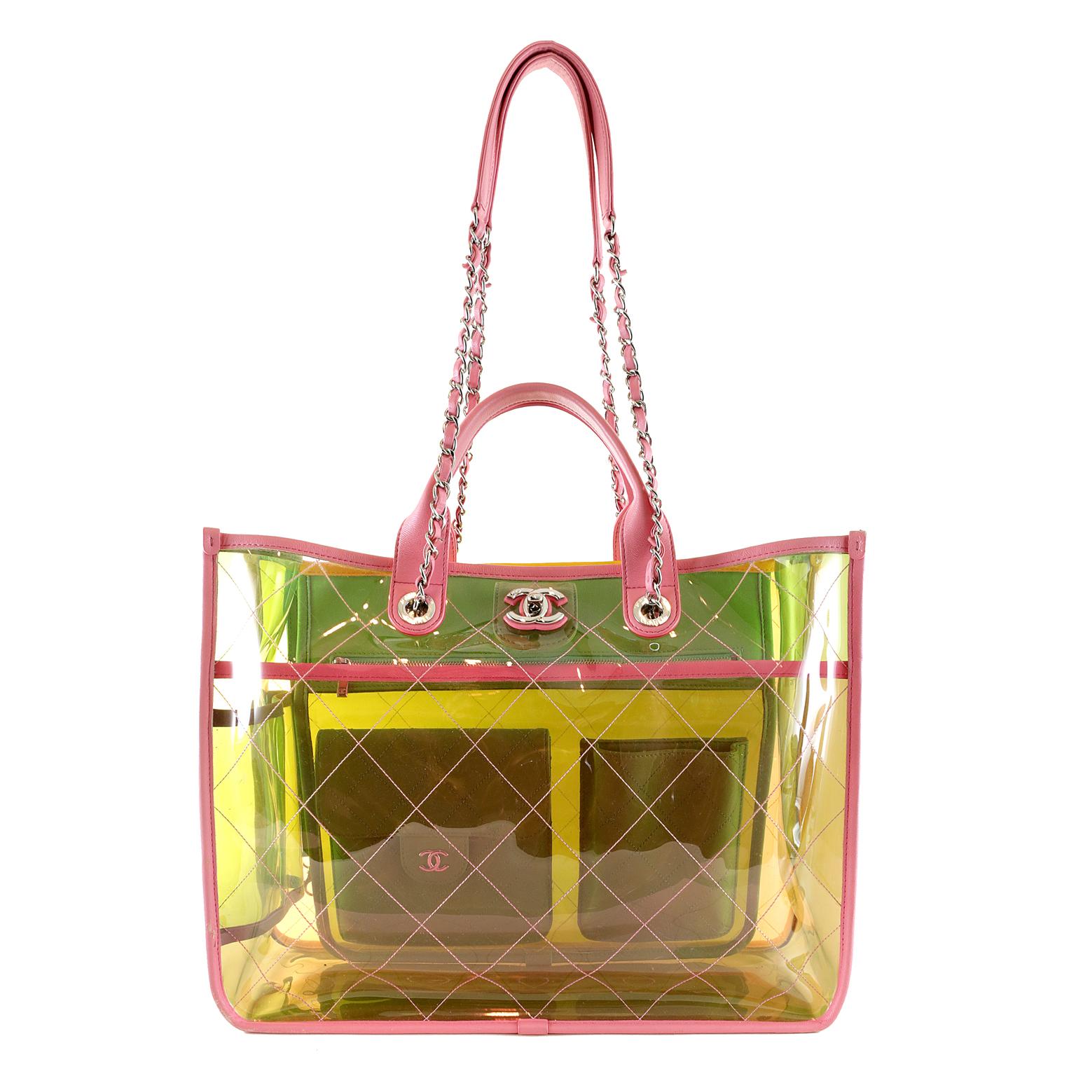 Chanel Coco Splash Multi Color Shopper- pristine condition, appearing never carrie
From the Spring Summer 2018 collection, this whimsical piece is perfect for trips to the beach or town.  Rare in the multicolored version.  
Multicolored PVC is