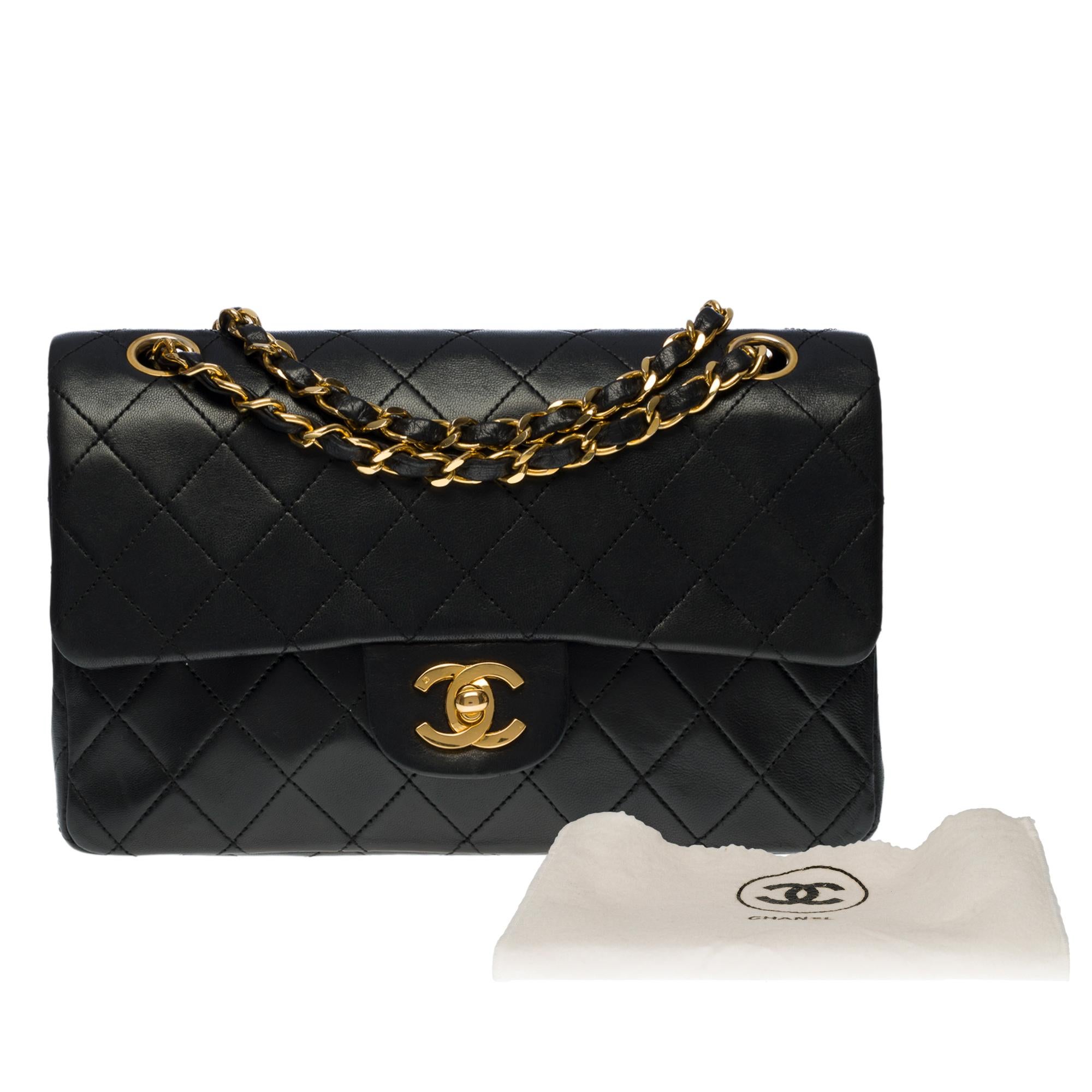 Chanel Coco Timeless 23cm double flap shoulder bag in black quilted lambskin, GHW 3