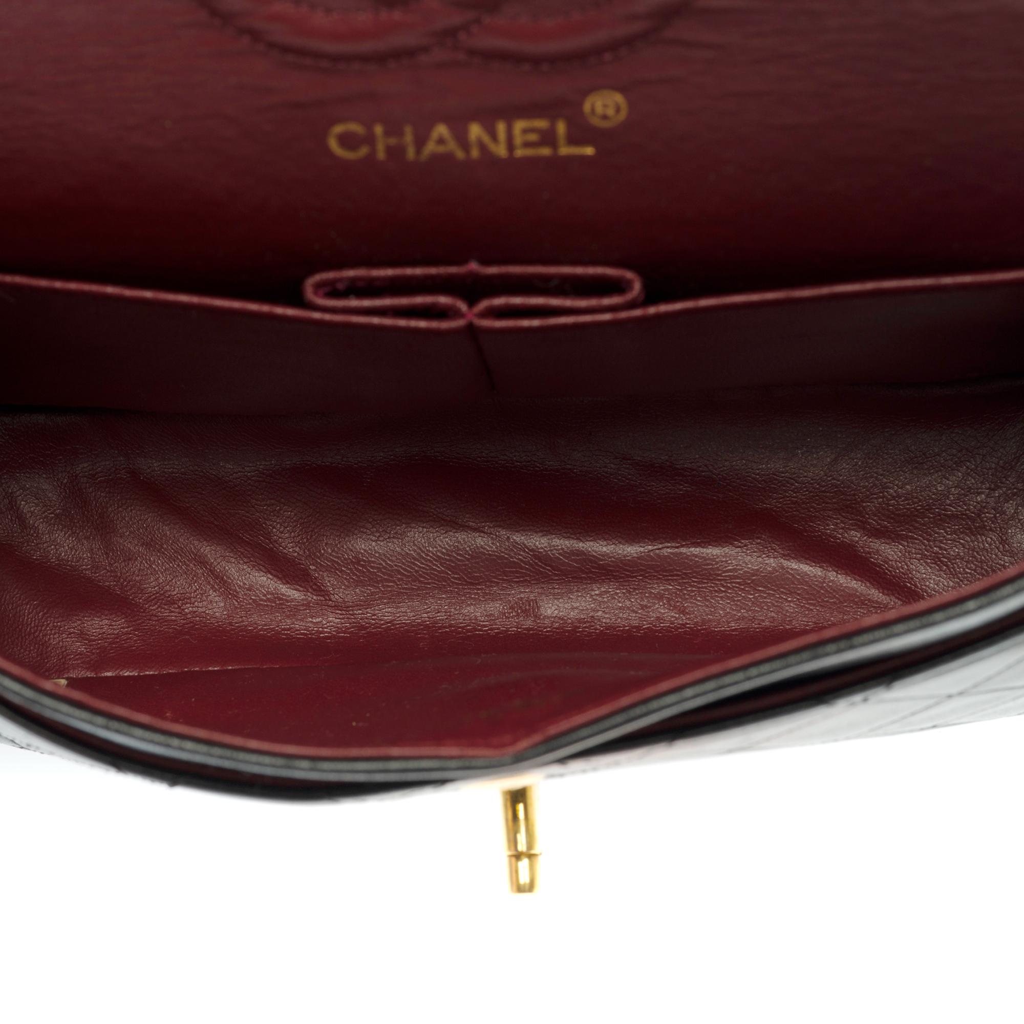 Chanel Coco Timeless 23cm double flap shoulder bag in black quilted lambskin, GHW In Good Condition In Paris, IDF