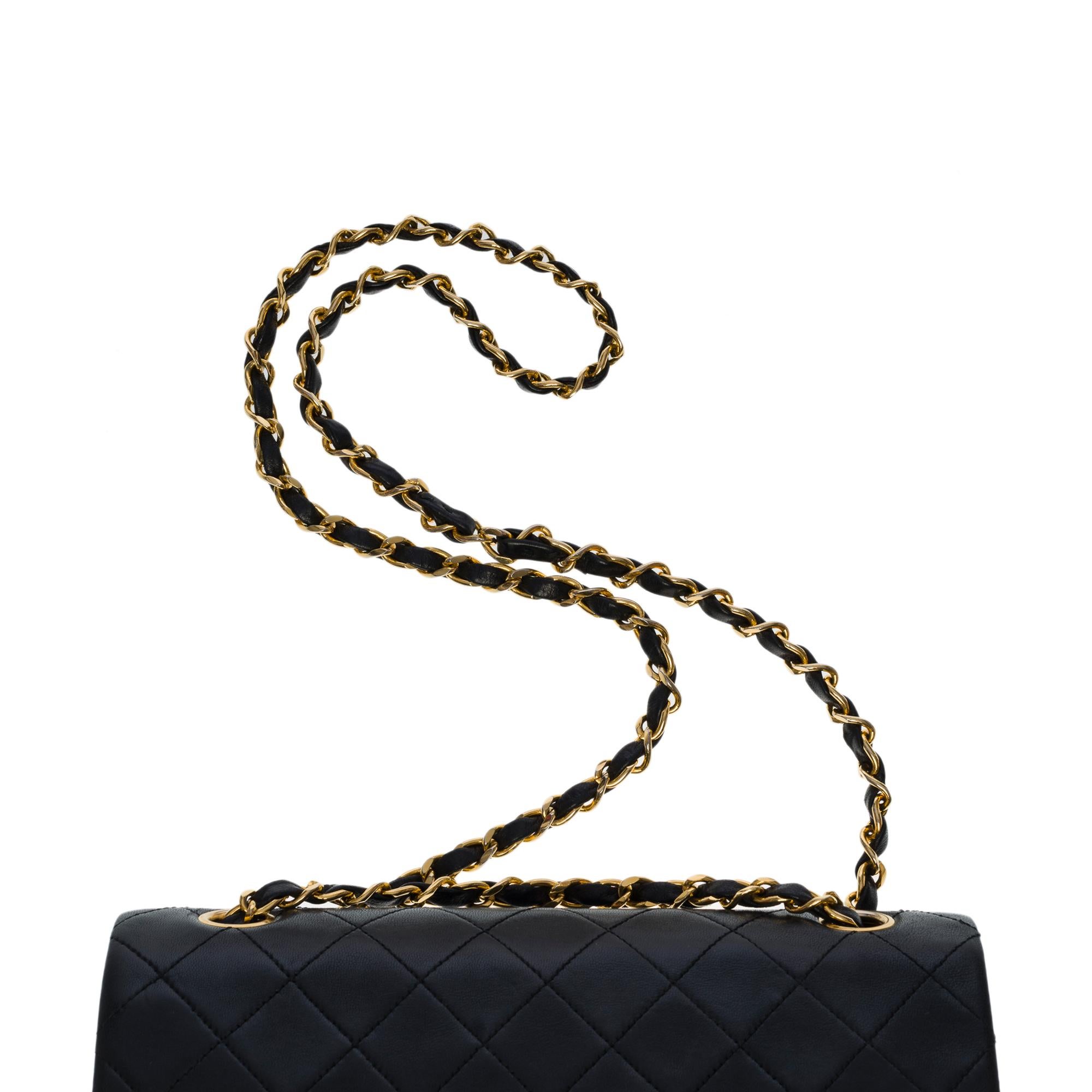 Women's Chanel Coco Timeless 23cm double flap shoulder bag in black quilted lambskin, GHW