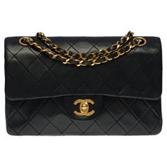 Chanel Coco Timeless 23cm double flap shoulder bag in black quilted lambskin, GHW