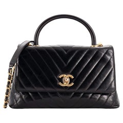Chanel Coco Top Handle Bag Chevron Aged Calfskin Small