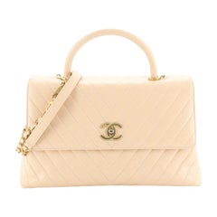 Chanel Coco Top Handle Bag Chevron Calfskin Large