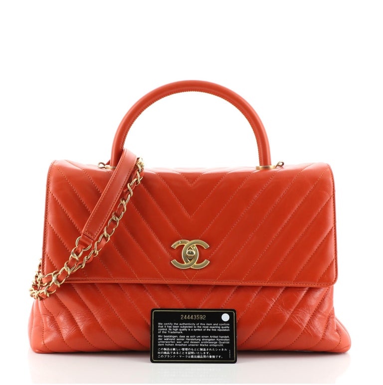 Chanel Coco Top Handle Bag Chevron Calfskin Medium At 1stdibs