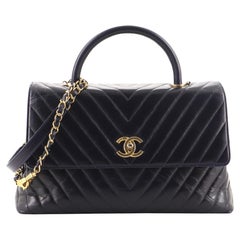 Chanel Coco Top Handle Bag Chevron Calfskin Medium