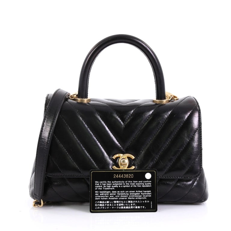 Chanel Coco Top Handle Bag Chevron Calfskin Mini