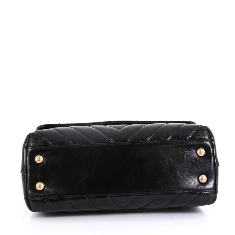Black Chanel Coco Top Handle Bag Chevron Calfskin Mini