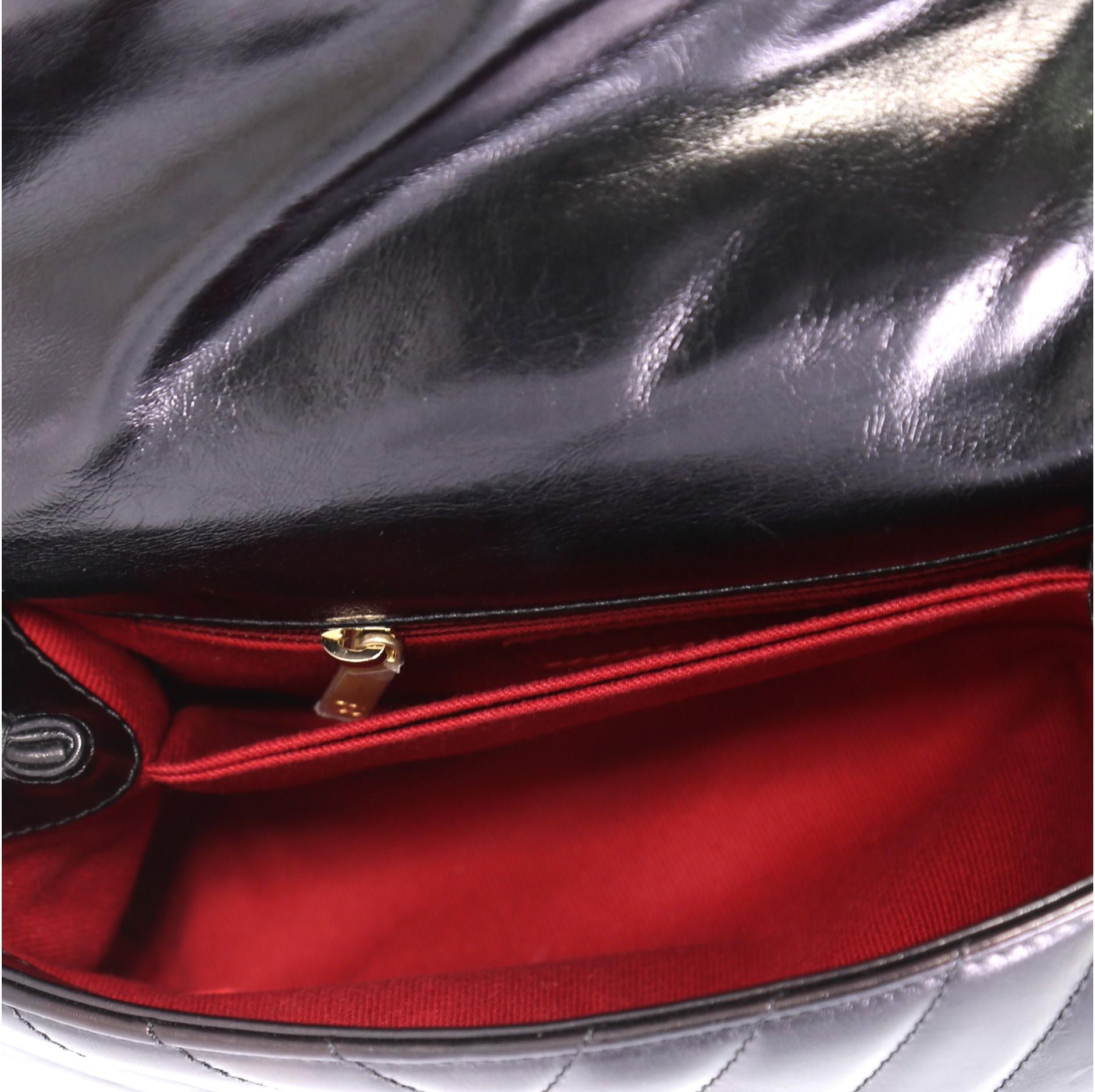 Black Chanel Coco Top Handle Bag Chevron Calfskin Mini