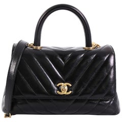 Chanel Coco Top Handle Bag Chevron Calfskin Mini