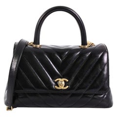 Chanel Coco Top Handle Bag Chevron Calfskin Mini