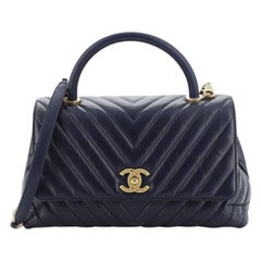 Chanel Coco Top Handle Bag Chevron Calfskin Small