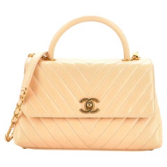 Chanel Coco Top Handle Bag Chevron Calfskin Small