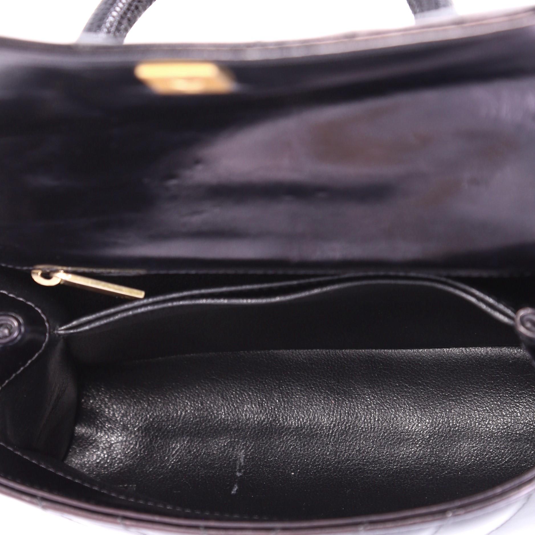 Black Chanel Coco Top Handle Bag Chevron Calfskin with Lizard Mini