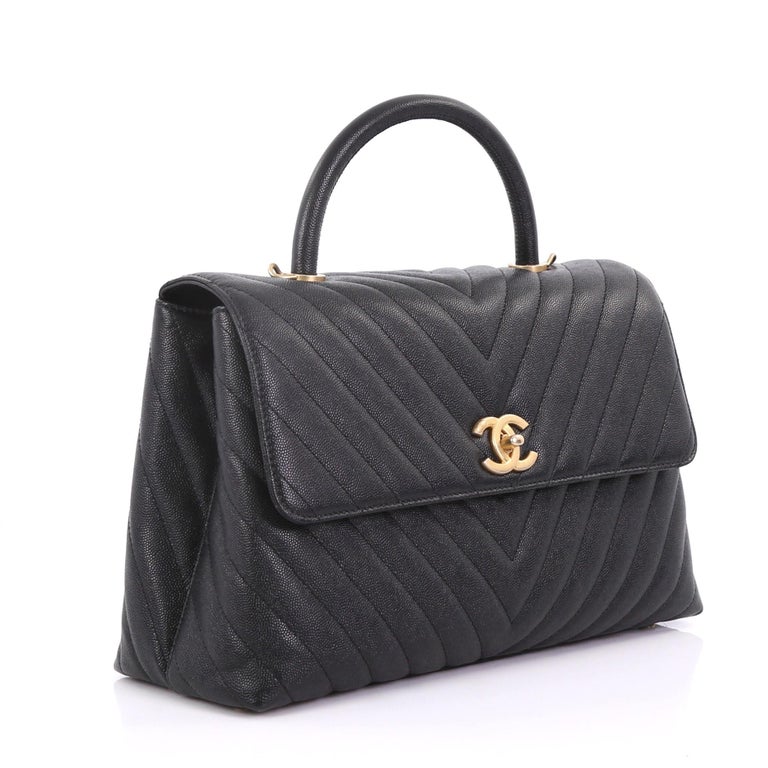 Chanel Coco Top Handle Bag Chevron Calfskin Large at 1stDibs