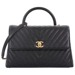 Chanel Coco Top Handle Bag Chevron Caviar Medium