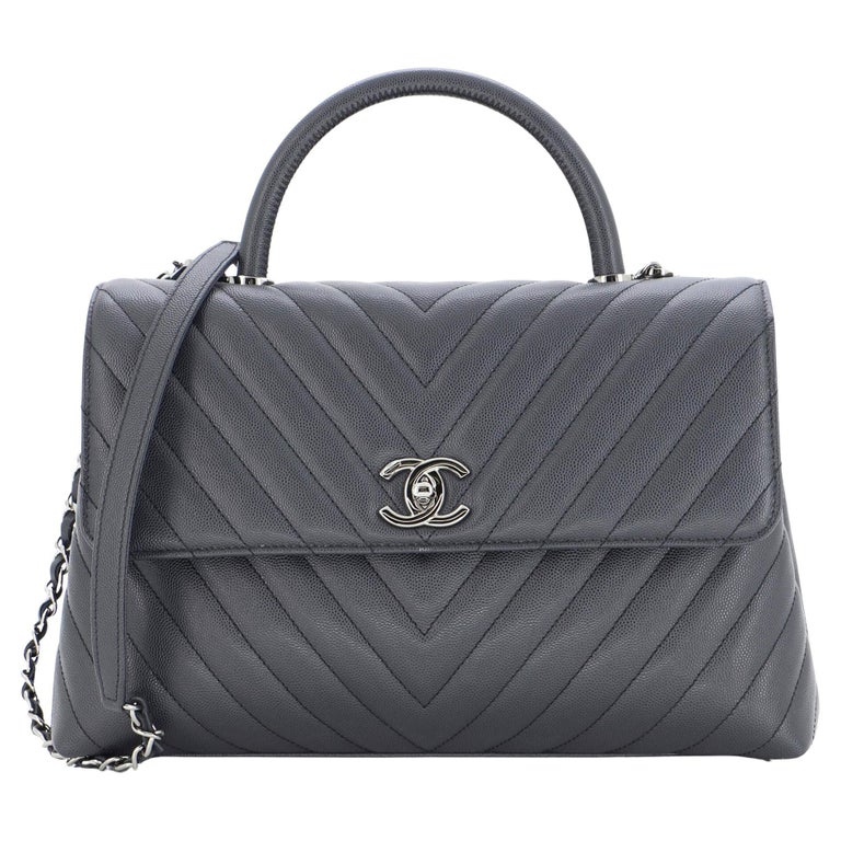 chanel black top handle handbag