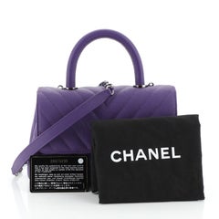 Chanel Coco Top Handle Bag Chevron Caviar Mini