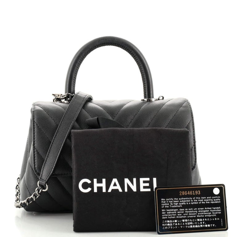 Chanel Coco Top Handle Bag Chevron Caviar Mini at 1stDibs