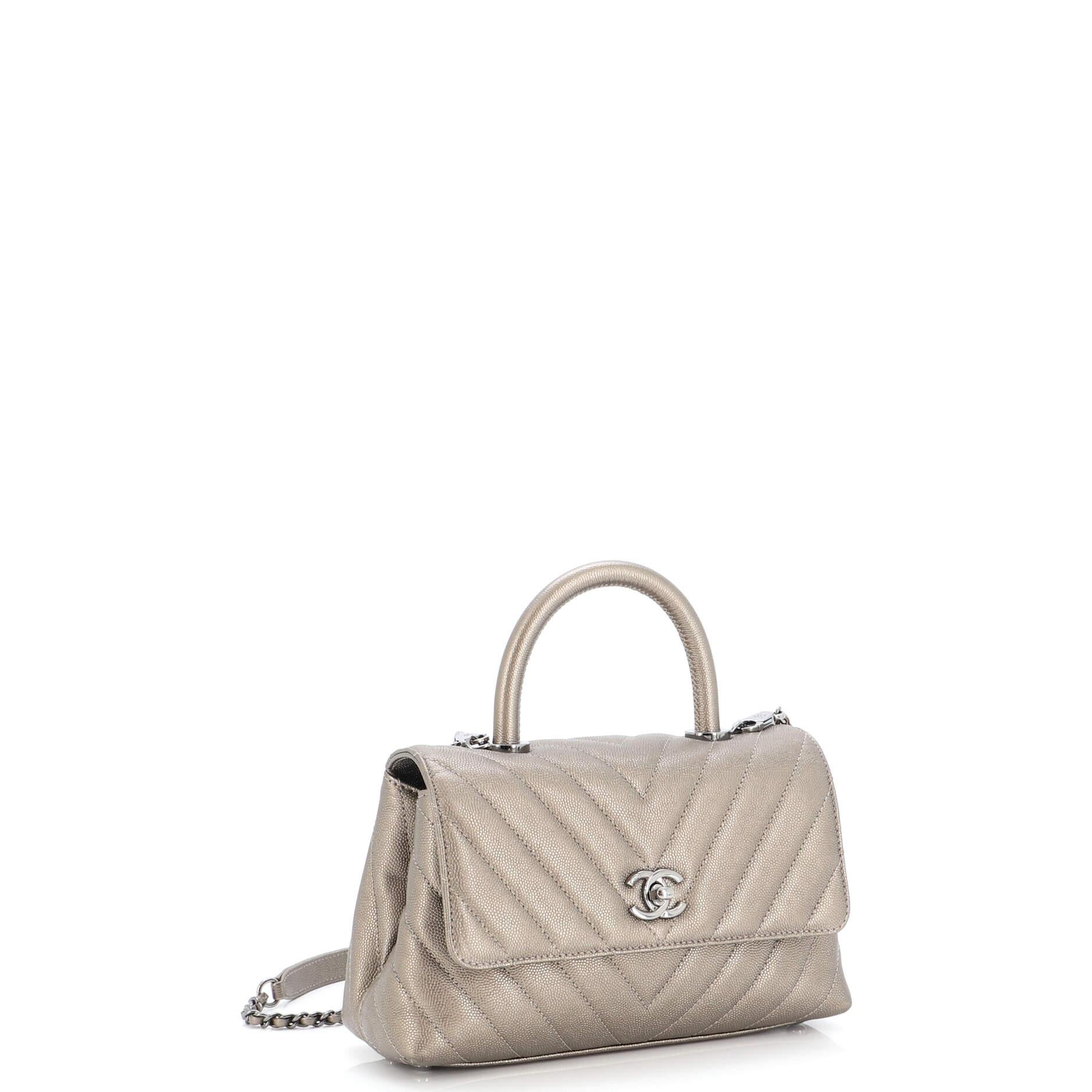 Chanel Coco Top Handle Bag Chevron Caviar Mini In Good Condition In NY, NY