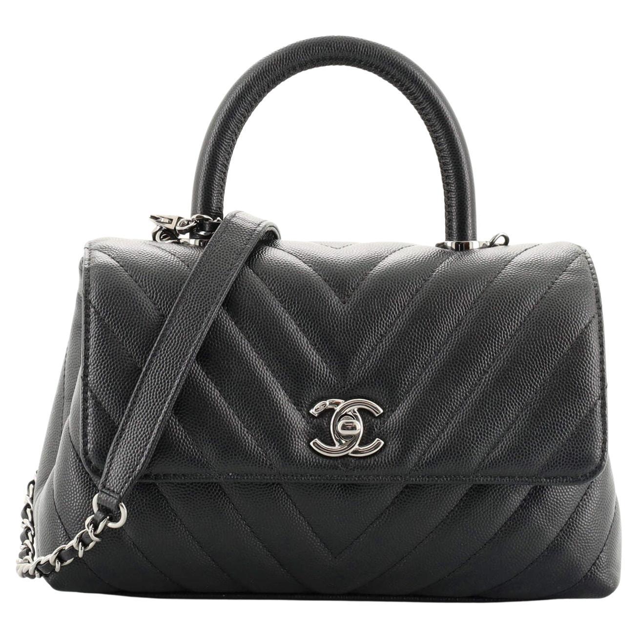 CHANEL, Bags, Chanel Caviar Chevron Quilted Mini Dark Grey Bag