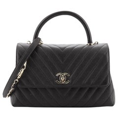 Chanel Coco Top Handle Bag Chevron Caviar Small