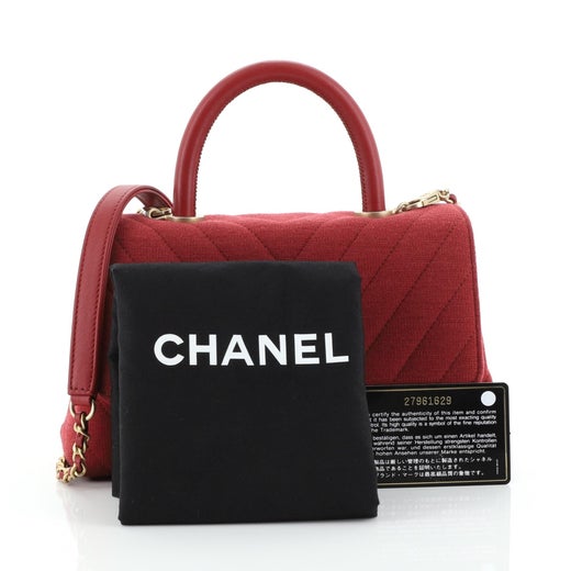 Chanel Coco Top Handle Bag Chevron Jersey Mini At 1stdibs