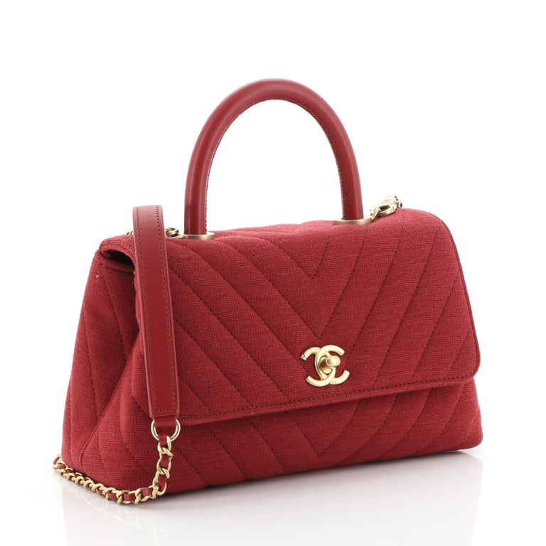 Chanel Coco Top Handle Bag Chevron Jersey Mini At 1stdibs