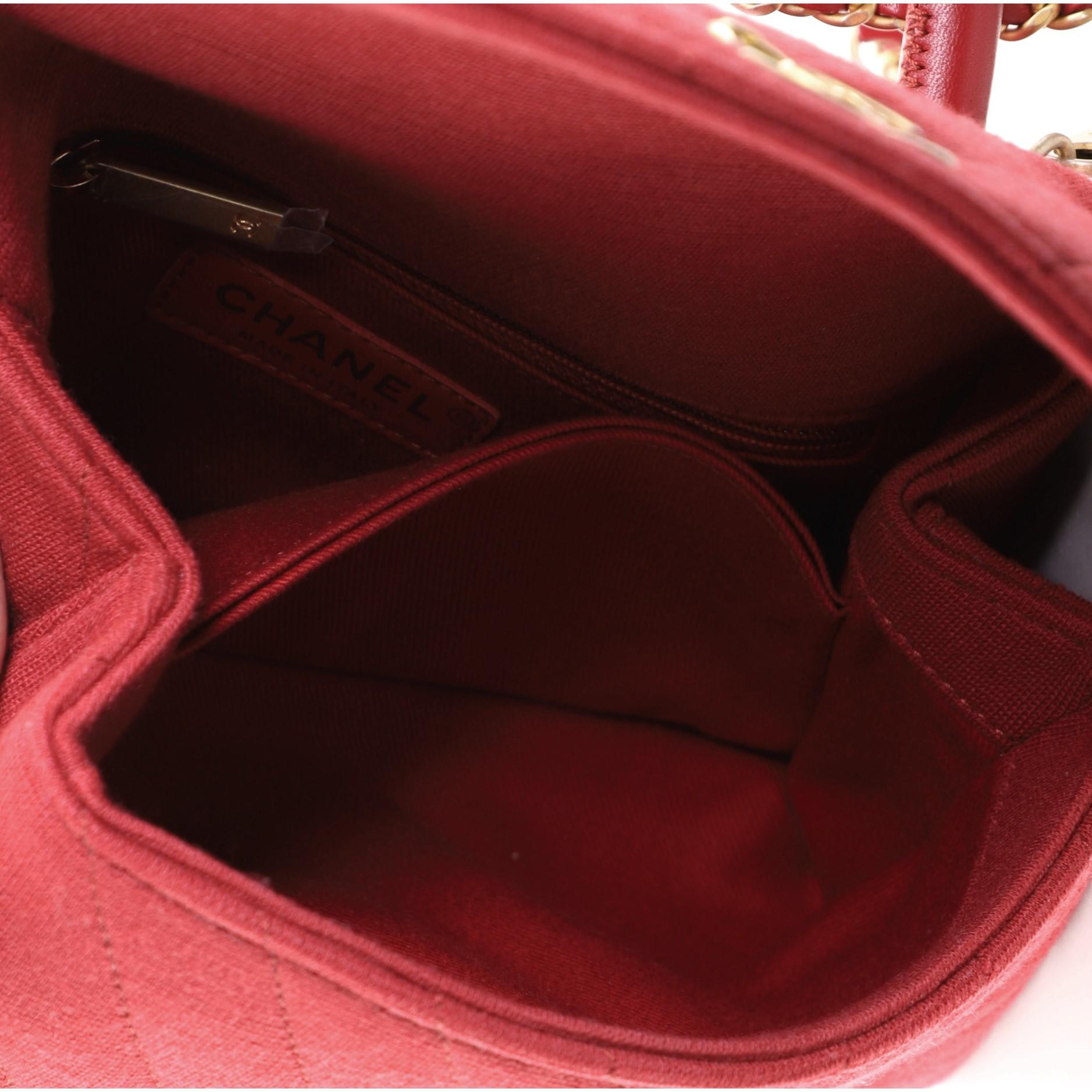 Red Chanel Coco Top Handle Bag Chevron Jersey Mini
