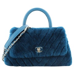 Chanel Coco Top Handle Bag Chevron Shearling Mini