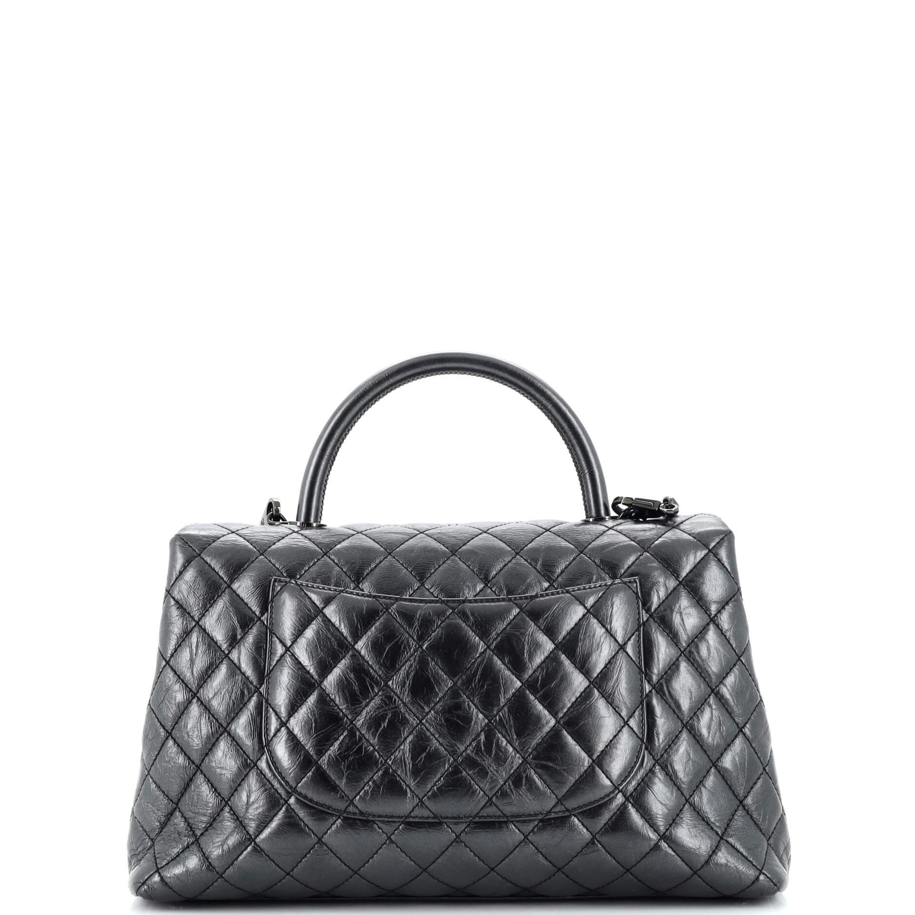 Women's Chanel Coco Top Handle Bag Quilted Aged Calfskin Medium