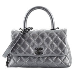 Chanel Coco Top Handle Bag Quilted Aged Calfskin Mini