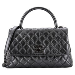 Chanel Coco Top Handle Bag Gesteppt Gealtertes Kalbsleder Klein