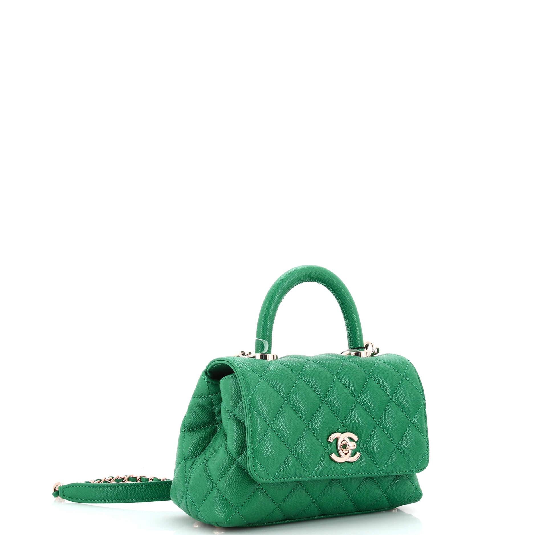 Chanel Coco Top Handle Bag Quilted Caviar Extra Mini In Good Condition In NY, NY