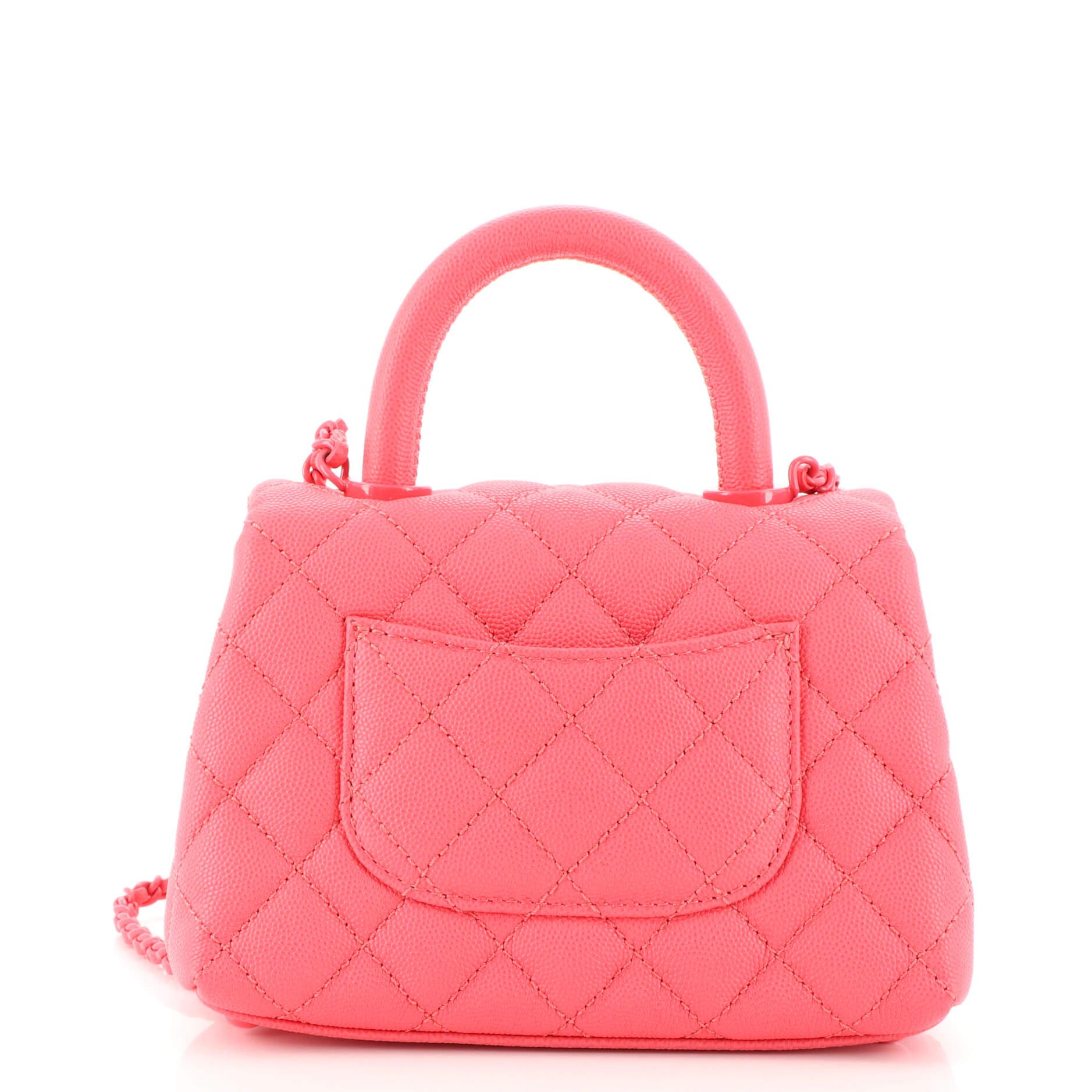 Chanel Coco Top Handle Bag Quilted Caviar Extra Mini In Good Condition In NY, NY