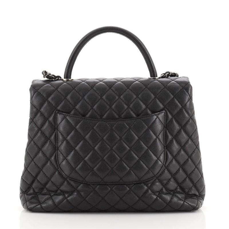 Chanel Coco Top Handle Bag Quilted Caviar Large In Good Condition In NY, NY