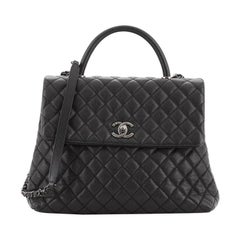 Chanel Coco Top Handle Bag Quilted Caviar Large